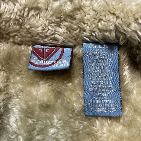 Vintage Roxy Girl Girls Denim Jacket Faux Sherpa Lining - Picture 3 of 8